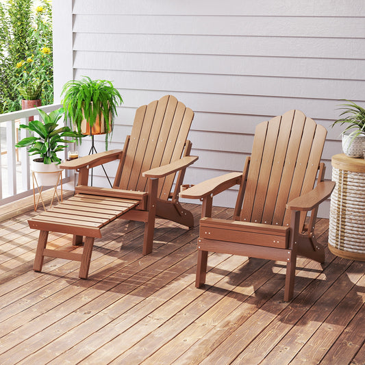 All-Weather HIPS Patio Adirondack Lounge Chair with Retractable Footrest, Coffee Adirondack Chairs Coffee at Gallery Canada