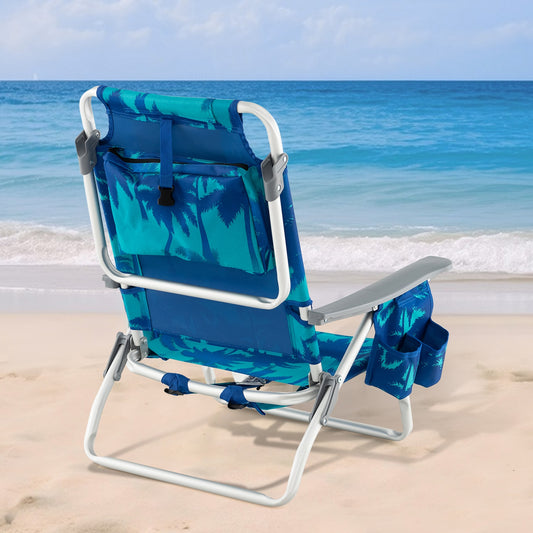 Folding Backpack Beach Chair With Pillow, Peacock Blue Beach & Lawn Chairs Peacock Blue at Gallery Canada