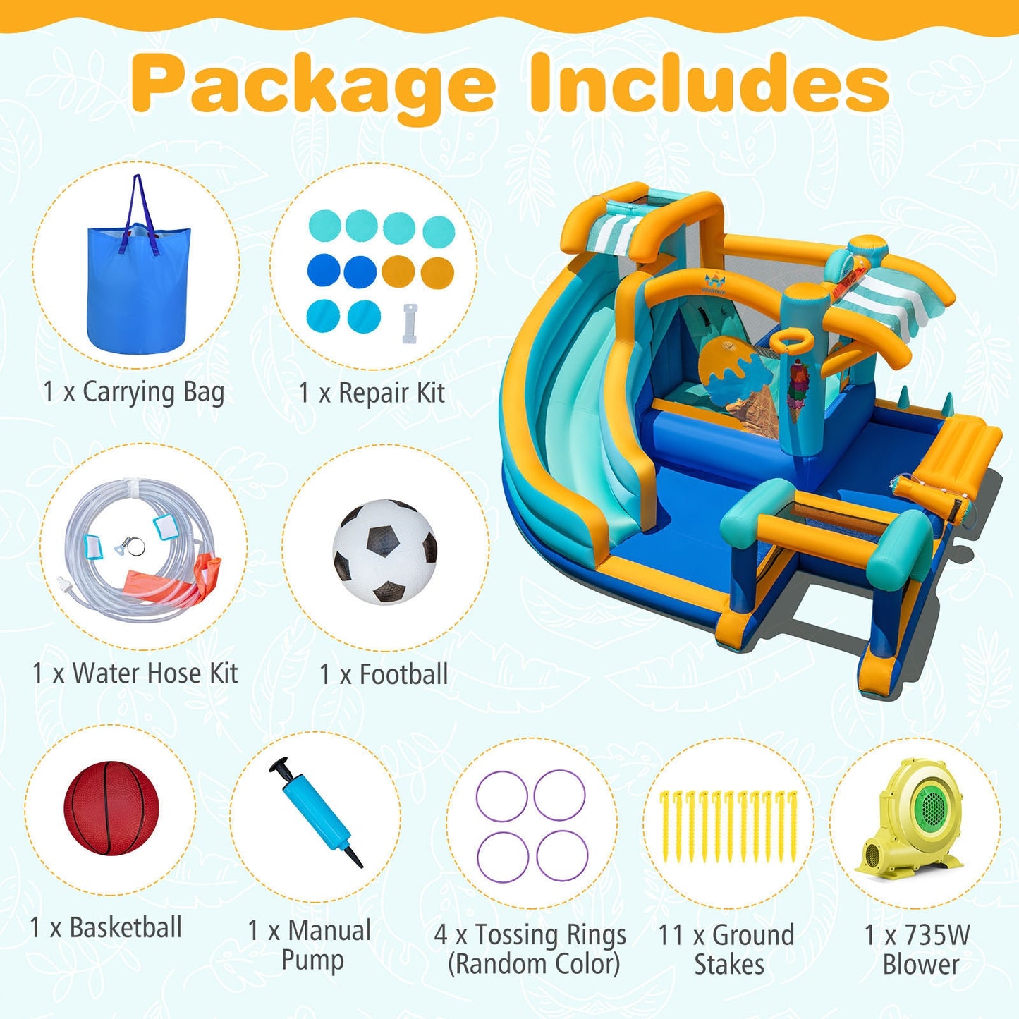 Inflatable Water Slide Bounce House, Kids Jump Castle, 735W Blower Inflatable Water Slides at Gallery Canada