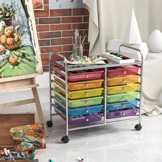 12 Drawers Rolling Storage Cart, Multicolor, Transparent File Cabinets Transparent Multicolor at Gallery Canada