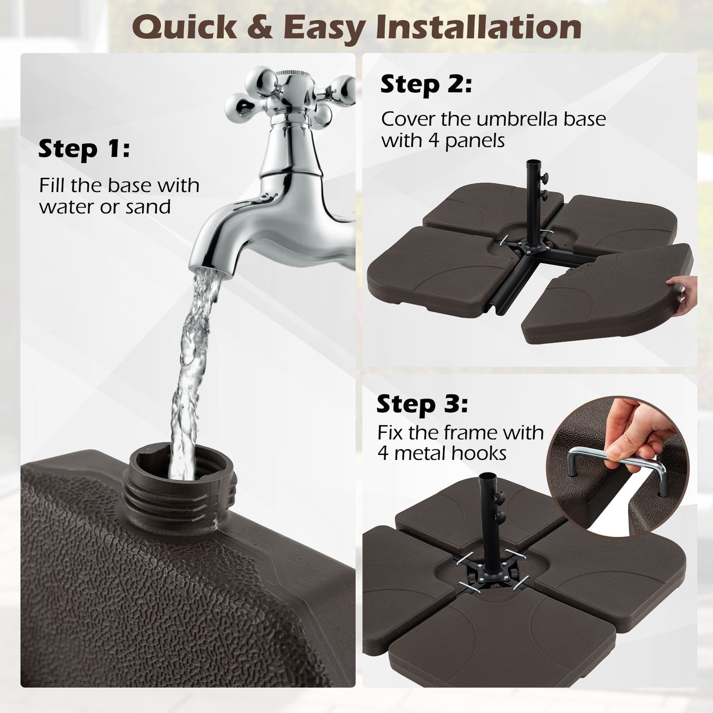 20 Inch Water Filled Patio Umbrella Base, Coffee Outdoor Umbrella Bases at Gallery Canada