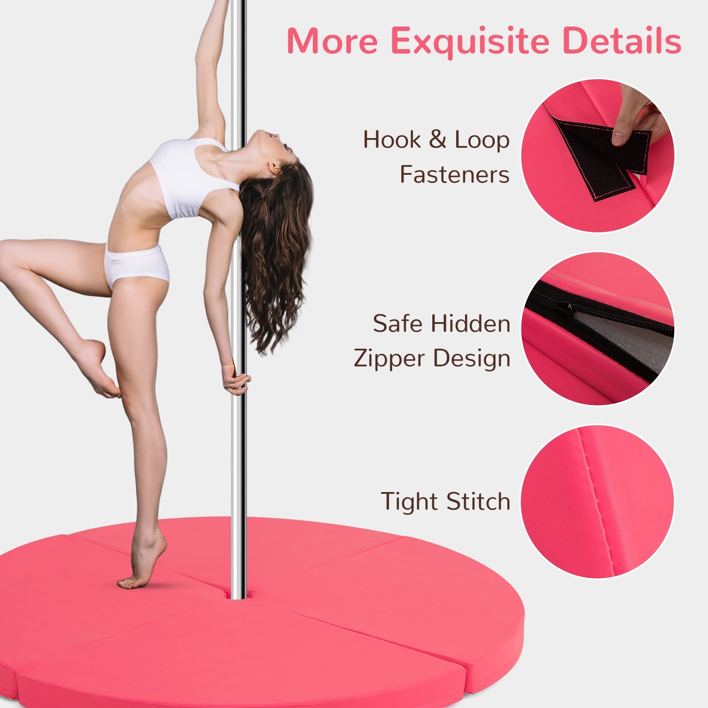 Pole Dance Crash Mat Round Portable Yoga Mat with EPE Foam, Pink Yoga & Gym Mats at Gallery Canada