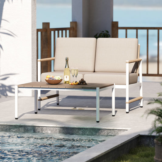 Patio Loveseat Sofa With Coffee Table Set, Gray Patio Conversation Sets Gray at Gallery Canada