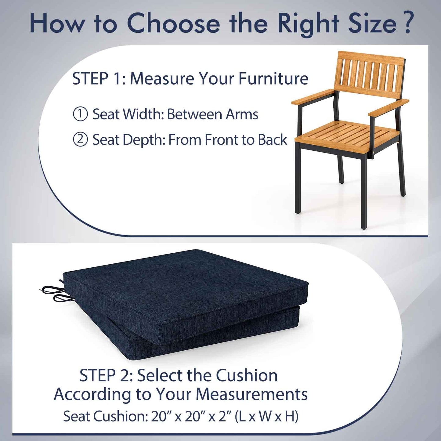 Outdoor Chair Cushion Set, Waterproof Fade-Resistant, Navy Outdoor Furniture Accessories at Gallery Canada