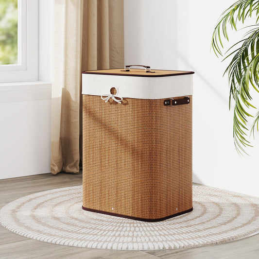 19 Gal Rectangle Laundry Basket, Bamboo Clothes Hamper, Yellow Laundry Baskets Yellow at Gallery Canada