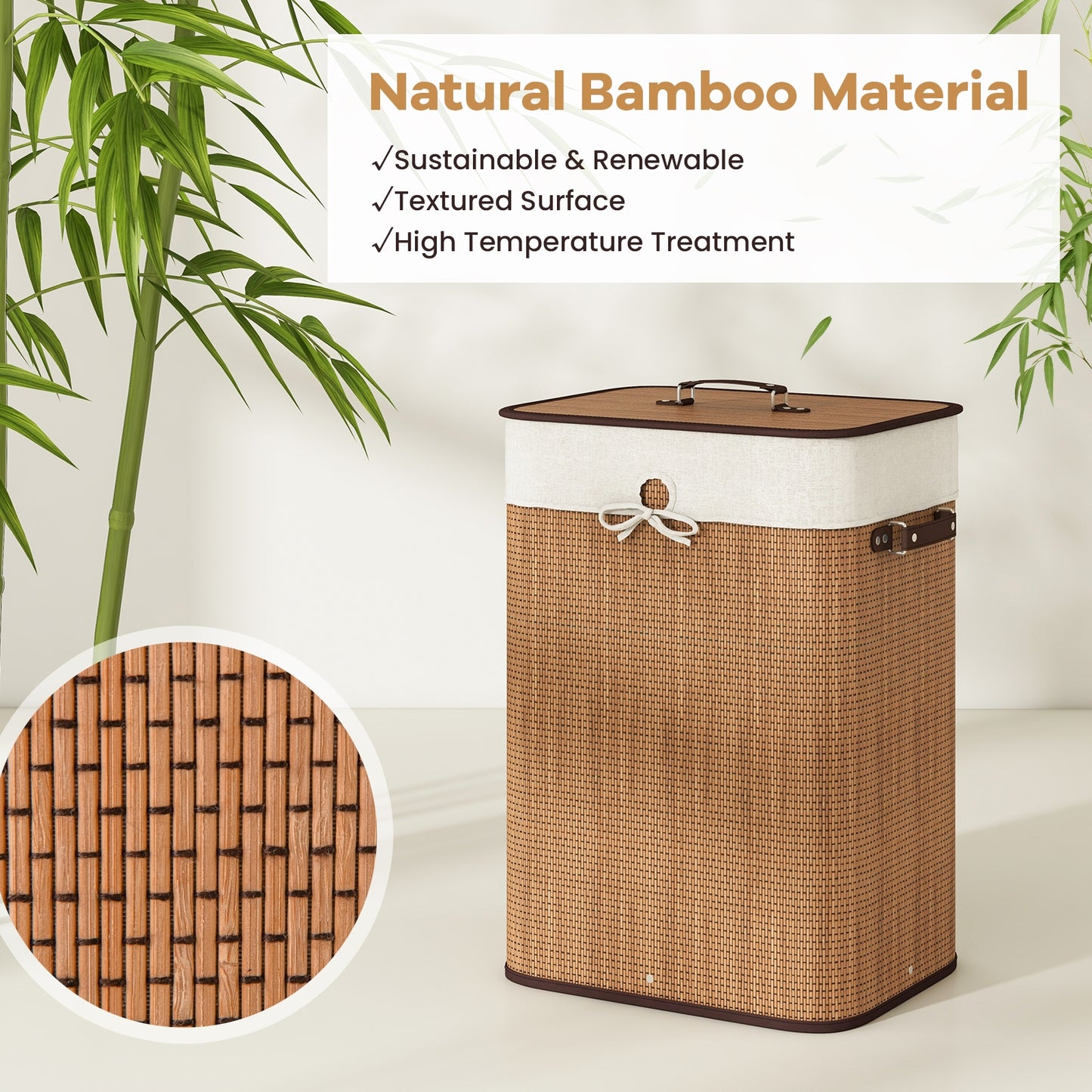 19 Gal Rectangle Laundry Basket, Bamboo Clothes Hamper, Yellow Laundry Baskets at Gallery Canada