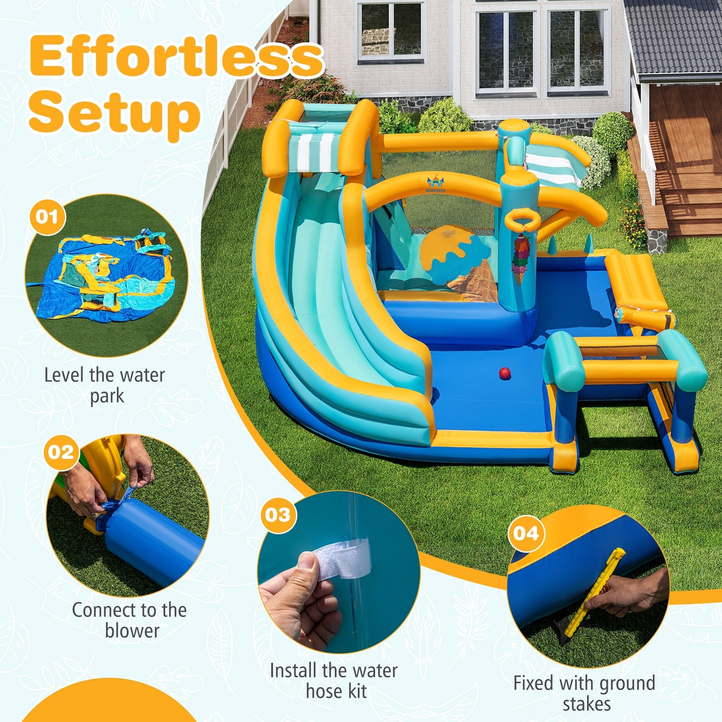 Inflatable Water Slide Bounce House, Kids Jump Castle, 750W Blower Inflatable Water Slides at Gallery Canada