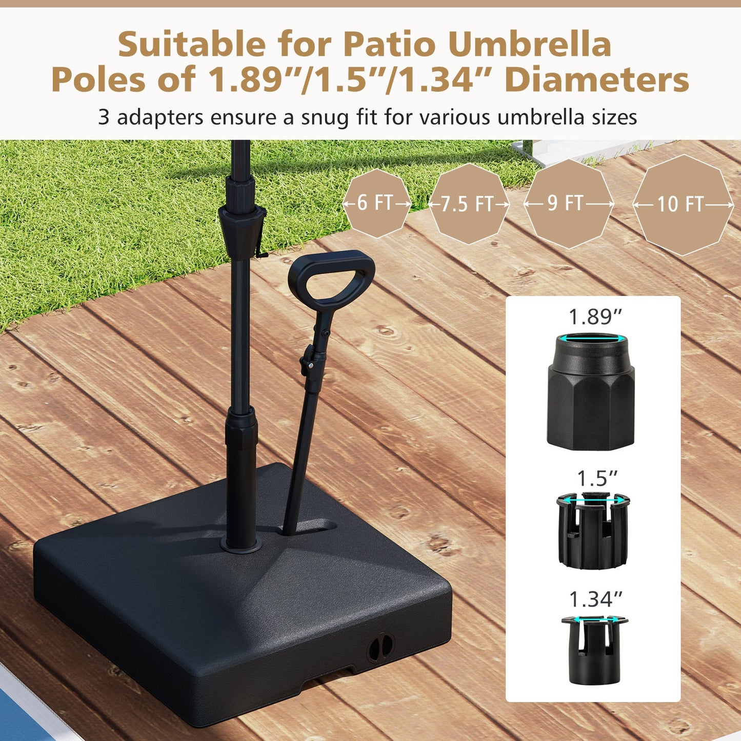 Mobile Patio Umbrella Base Water Sand Fillable Market Table Umbrella Stand with 3 Wheels, Black Outdoor Umbrella Bases at Gallery Canada