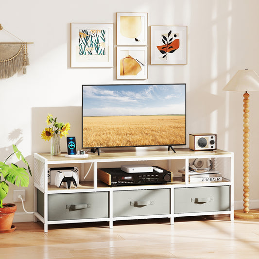TV Stand For 65 Inches, Power Outlets USB Charging, Natural Entertainment Centers & TV Stands Natural at Gallery Canada