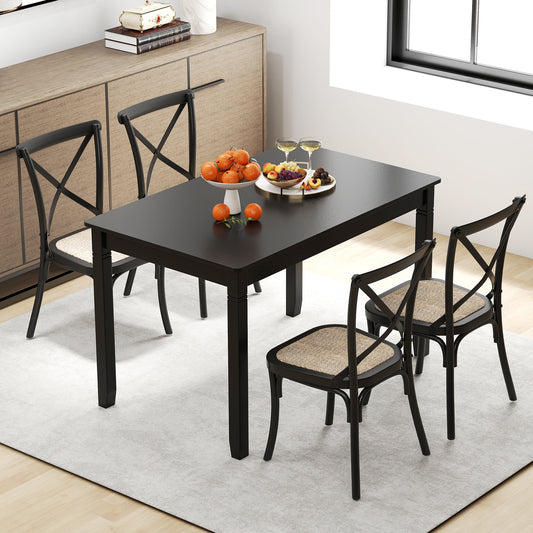 48-Inch Wooden Dining Table for 4 People Rectangular Kitchen Table with Rubber Wood Legs, Black Dining Tables Black at Gallery Canada