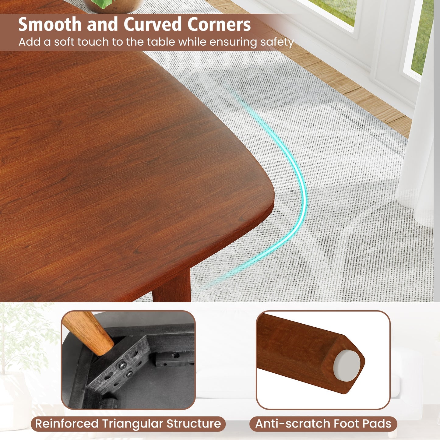 Wooden Dining Table For 2-4 People, Walnut, Rubber Wood Legs Dining Tables at Gallery Canada