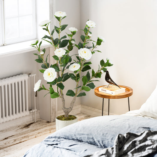 36 Inch Artificial Camellia Tree, Blooming Flower, White Faux Plants White at Gallery Canada