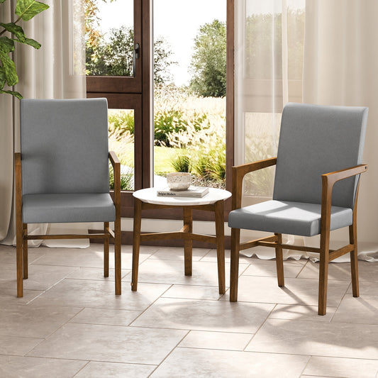 Upholstered Accent Chairs Set of 2, High Back Solid Wood Frame, Gray Accent Chairs Gray at Gallery Canada