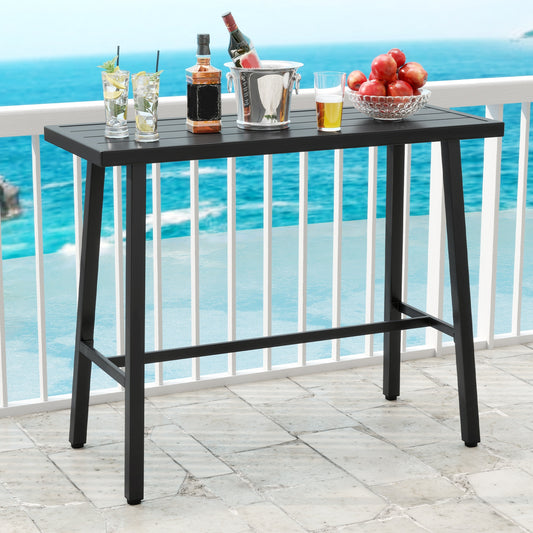 36 Inches Patio Counter Height Bar Table with Adjustable Foot Pads, Black Patio Coffee Tables Black at Gallery Canada