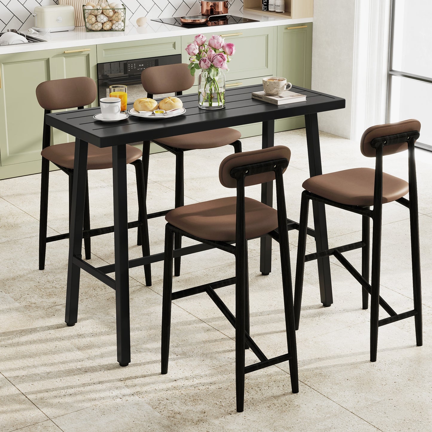 36 Inches Counter Height Bar Table, Adjustable Foot Pads, Black Patio Coffee Tables at Gallery Canada