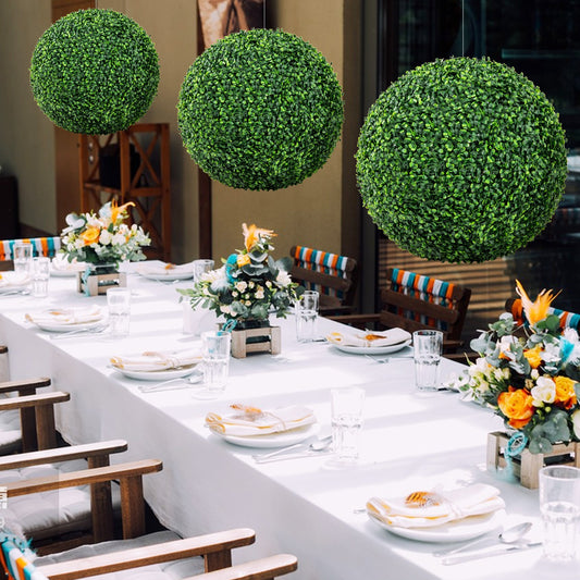2 Pieces 16"/20" Artificial Plant Boxwood Topiary Ball for Patio Garden Front Door Balcony Backyard-M Faux Plants Green at Gallery Canada