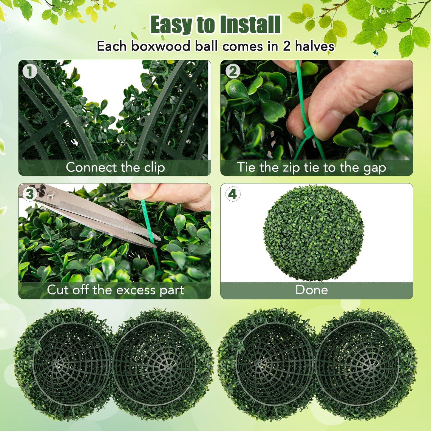 2 Pieces 16/20 Inches Artificial Plant Boxwood Topiary Ball for Patio Garden Front Door Balcony Backyard-S Faux Plants at Gallery Canada