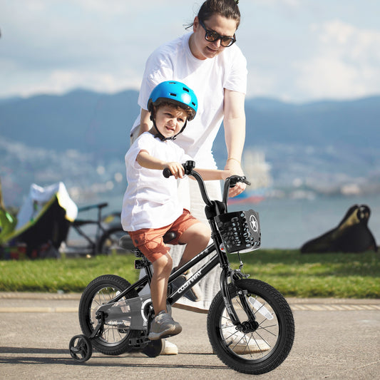 14 Inch Kids Bike With Basket, Training Wheels, Black Kids Bike Black at Gallery Canada