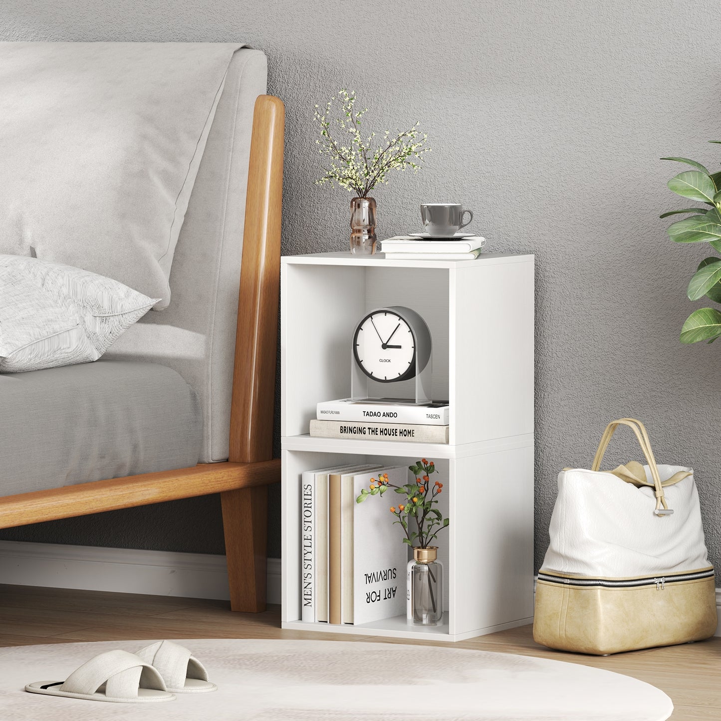 Cube Storage Organizer Stackable Open Book Shelf Wooden Display Shelving Unit, White Bookcases at Gallery Canada