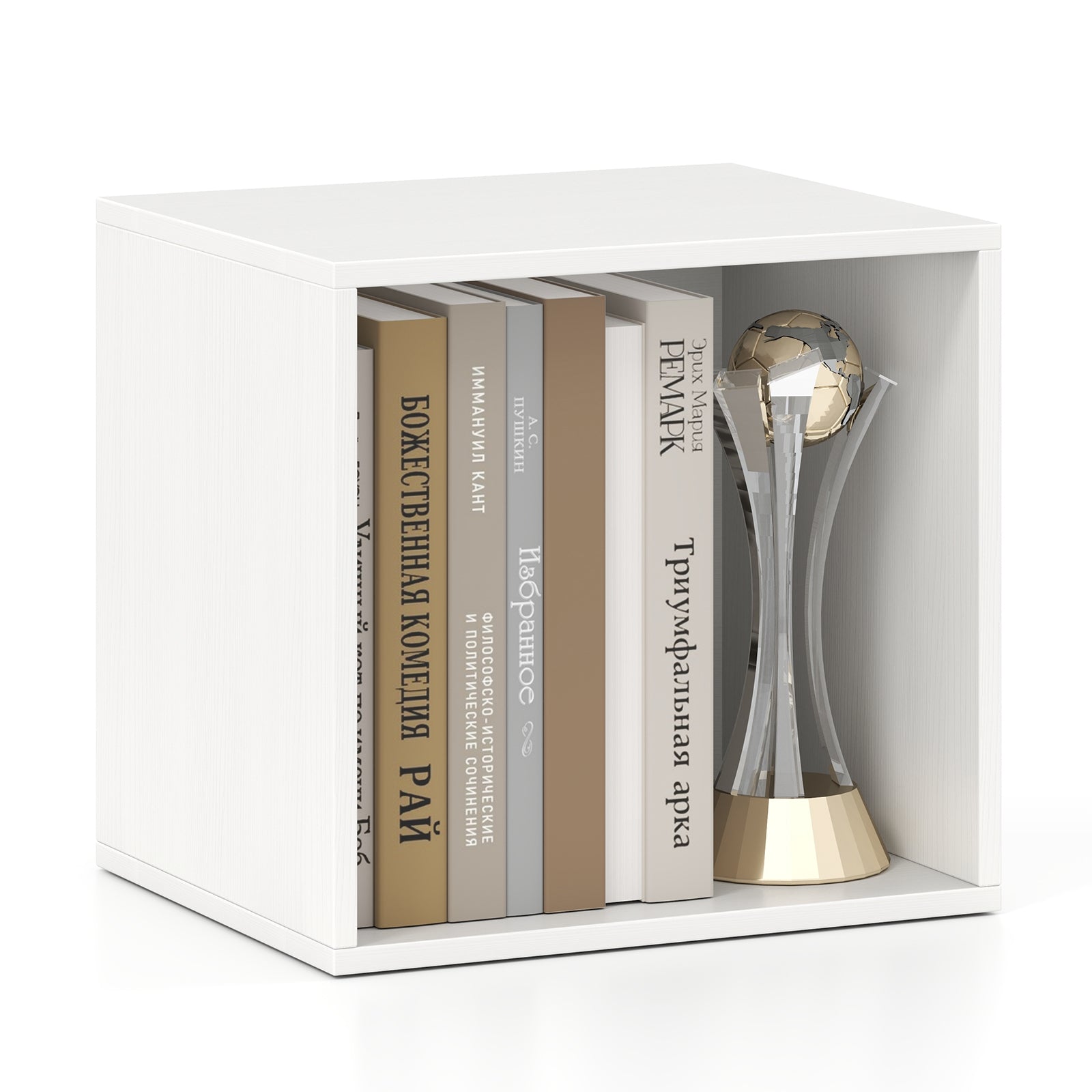 Cube Storage Organizer Stackable Open Book Shelf Wooden Display Shelving Unit, White Bookcases at Gallery Canada