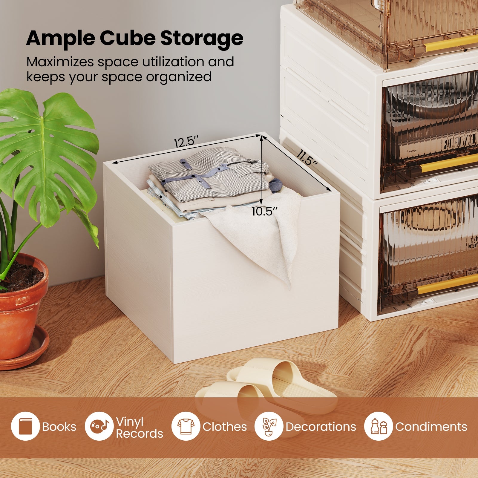 Cube Storage Organizer Stackable Open Book Shelf Wooden Display Shelving Unit, White Bookcases at Gallery Canada