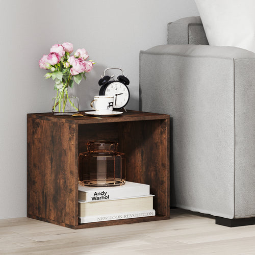 Cube Storage Organizer Stackable Open Book Shelf Wooden Display Shelving Unit, Rustic Brown