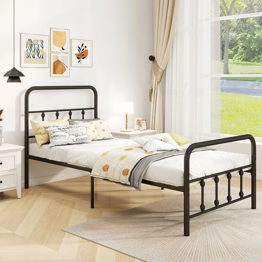 Bed Frame with Headboard and Under Bed Storage Black-Twin Size, Black Simple Bed Frame Black at Gallery Canada