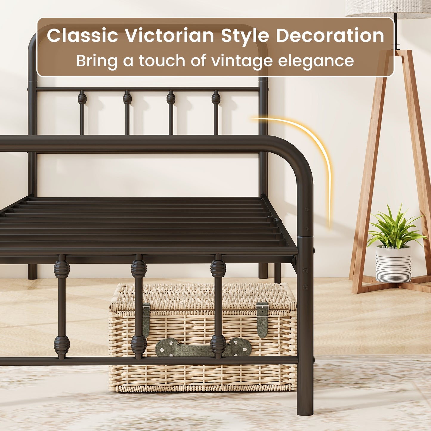 Twin Size Bed Frame With Headboard, Under Bed Storage, Black Simple Bed Frame at Gallery Canada