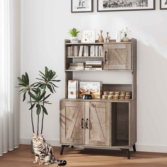 Large Cat Litter Box Enclosure with Display Storage Shelves, Oak Cat Houses Oak at Gallery Canada