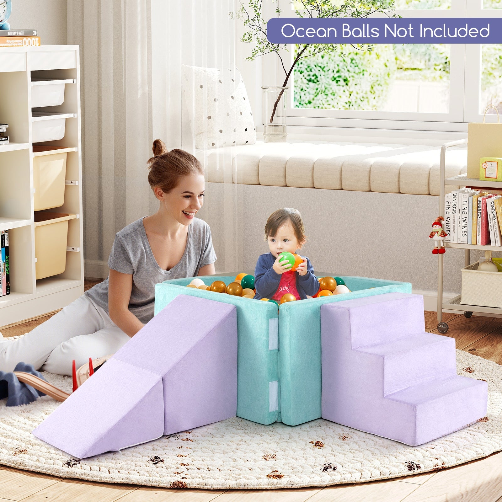 3-in-1 Suede Fabric Soft Play Set Foam Climbing Blocks for Toddlers, Purple Climbers & Slides at Gallery Canada