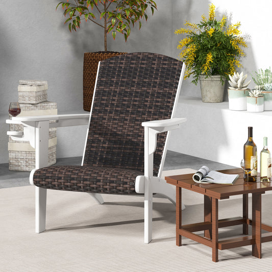 Patio Adirondack Chair with Rattan Padded Seat and Hidden Cupholder, White Adirondack Chairs White at Gallery Canada