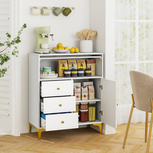 Flip Up Fluted Glass Door Chest of Drawers, Gray Cabinets & Chests Gray at Gallery Canada