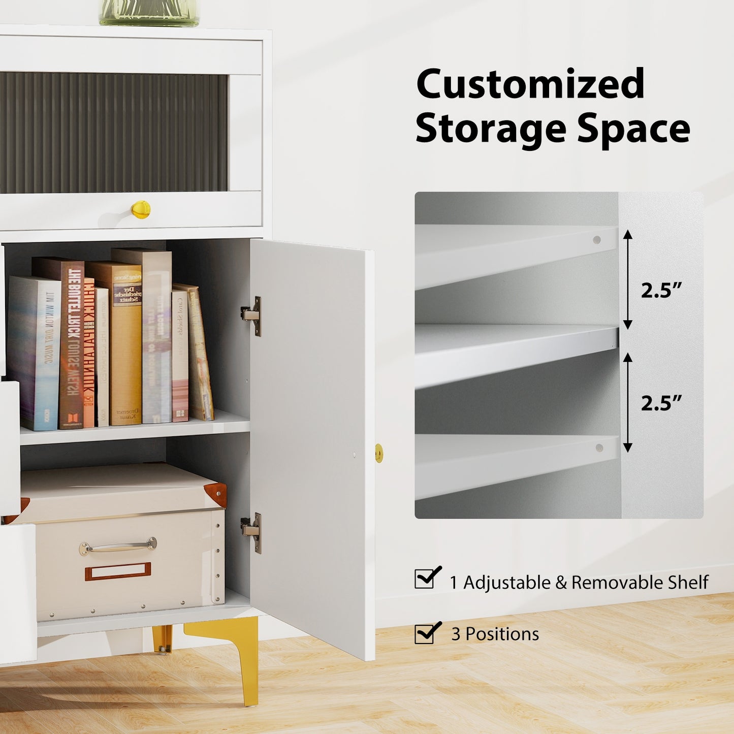 Flip Up Fluted Glass Door Chest of Drawers, Gray Cabinets & Chests at Gallery Canada