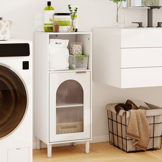 Wood Bathroom Floor Cabinet, Adjustable Shelf Storage Organizer, White Floor Cabinets White at Gallery Canada