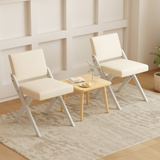 Wooden Dining Chairs of 2 with Rubber Wood Frame and Padded Cushions, White Dining Chairs White at Gallery Canada