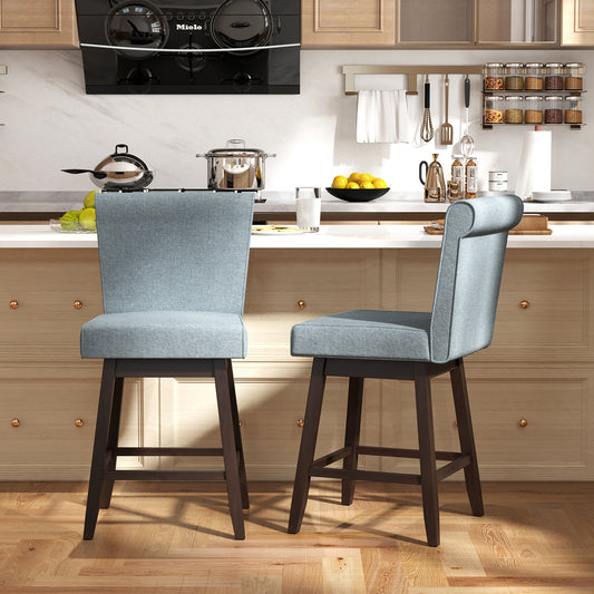 27 Inch Counter Height Bar Chairs with Rubber Wood Legs Set of 2, Gray Patio Bar Furniture Gray at Gallery Canada