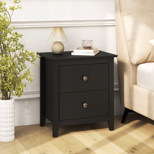 Modern Nightstand, 2 Drawers, Small Spaces, Black Nightstands Black at Gallery Canada