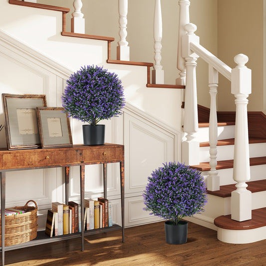 Artificial Lavender Topiary Ball Tree, 2 Pack, Purple Faux Plants Purple at Gallery Canada