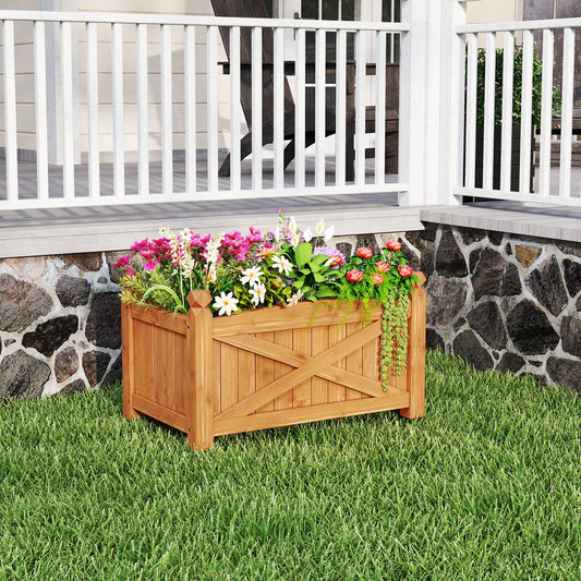 Wooden Raised Garden Bed, Drainage Holes, Patio Garden-S, Natural Raised Garden Beds Natural at Gallery Canada