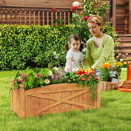 Wooden Raised Garden Bed, Drainage Holes, Patio Garden-L, Natural Raised Garden Beds Natural at Gallery Canada