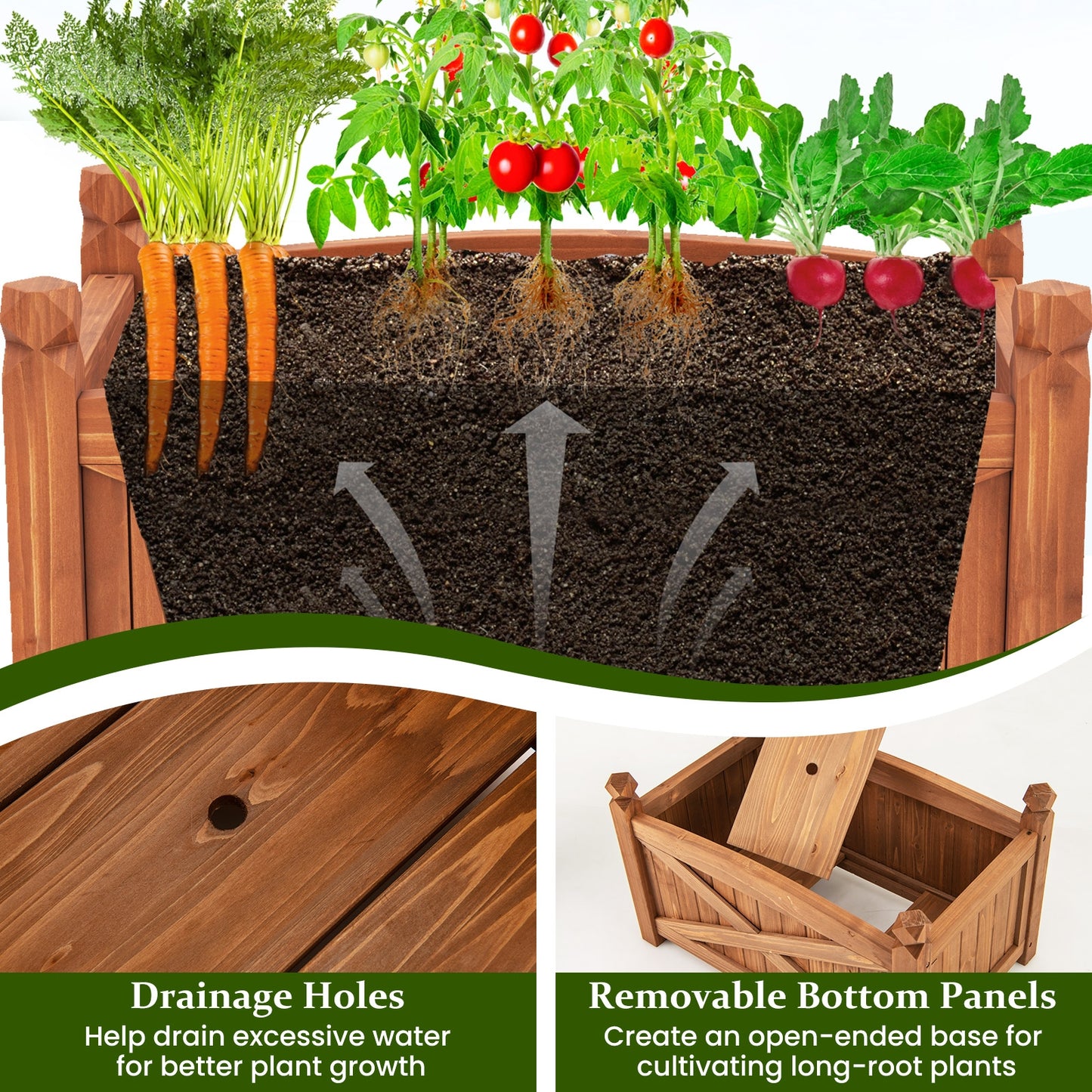 Wooden Raised Garden Bed, Drainage Holes, Patio Garden-S, Natural Raised Garden Beds at Gallery Canada