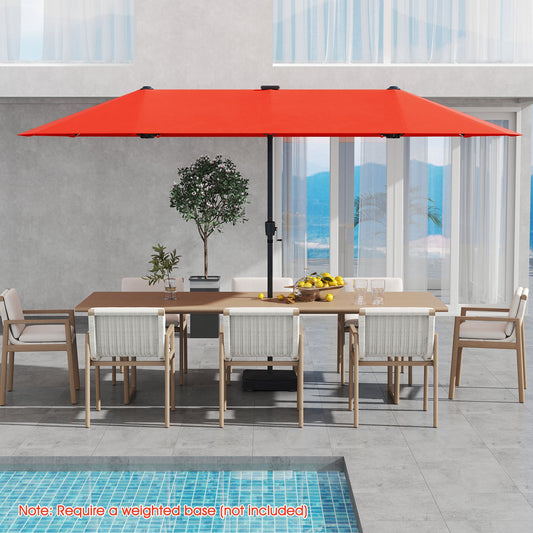 13 FT Patio Umbrella, LED Solar Lights, Crank Handle, Orange Outdoor Umbrellas Orange at Gallery Canada