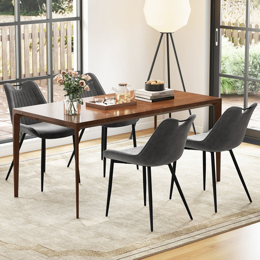 Dining Chair Set of 4 Faux Leather Upholstered Kitchen Chairs with Metal Legs, Gray Dining Chairs Gray at Gallery Canada