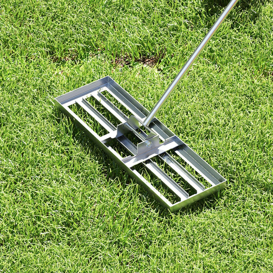 30 x 10 Inch Lawn Leveling Rake, Ergonomic Handle, Silver Lawn Care Tools Silver at Gallery Canada