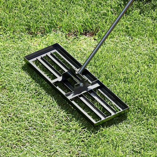 30 x 10 Inch Lawn Leveling Rake, Ergonomic Handle, Black
