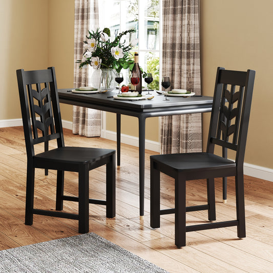 Kitchen Side Dining Chair Set Of 2, Rubber Wood Frame, Black Dining Chairs Black at Gallery Canada