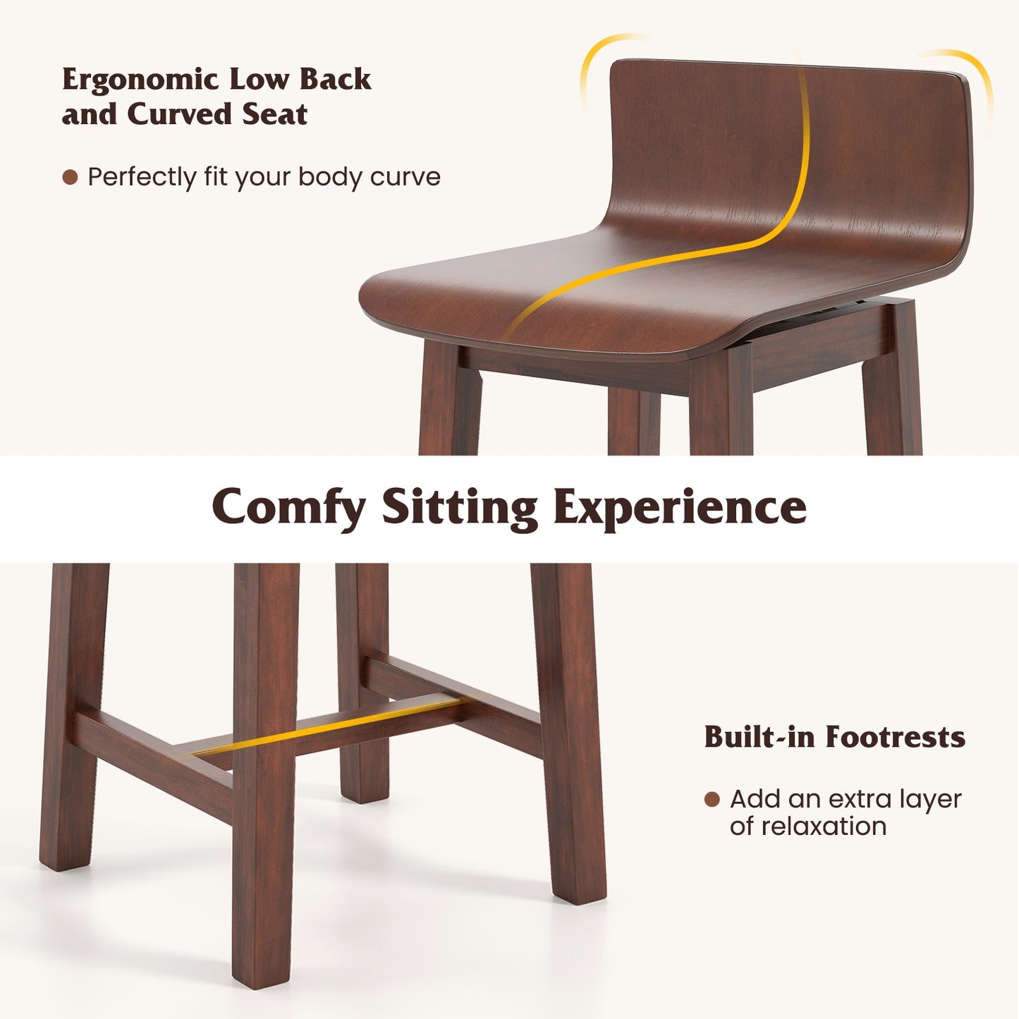 Swivel Dining Chair Set, Low Back Curved Seat, Walnut Dining Chairs at Gallery Canada