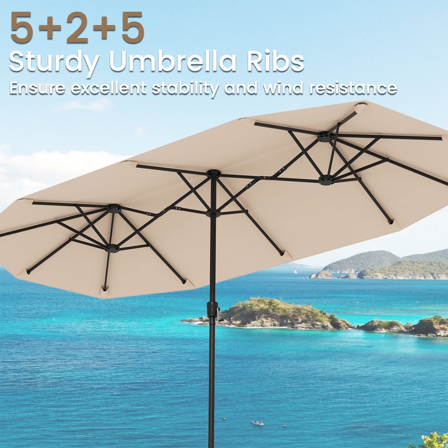 13 FT Large Patio Umbrella, Double-Sided Table Market, Beige Outdoor Umbrellas at Gallery Canada