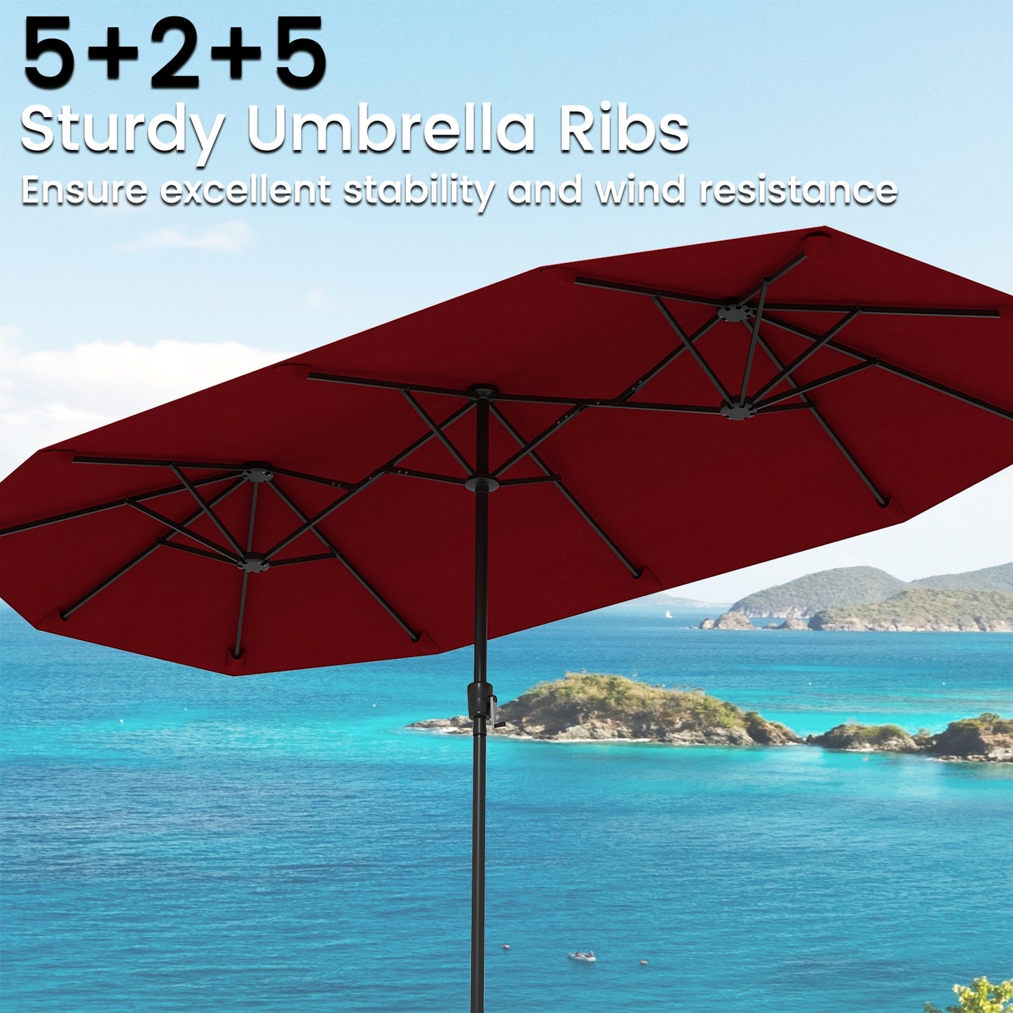 13 FT Large Patio Umbrella Outdoor Double-Sided Table Market Umbrella with Crank Handle, Red Outdoor Umbrellas at Gallery Canada