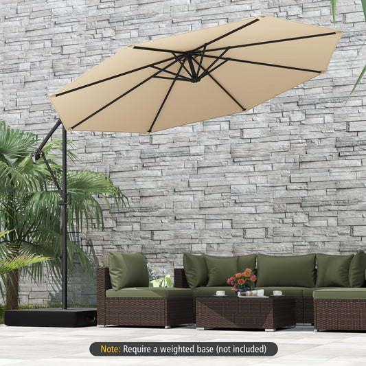 10 Feet Offset Hanging Umbrella, With Base And Infinite Tilt, Beige Outdoor Umbrellas Beige at Gallery Canada